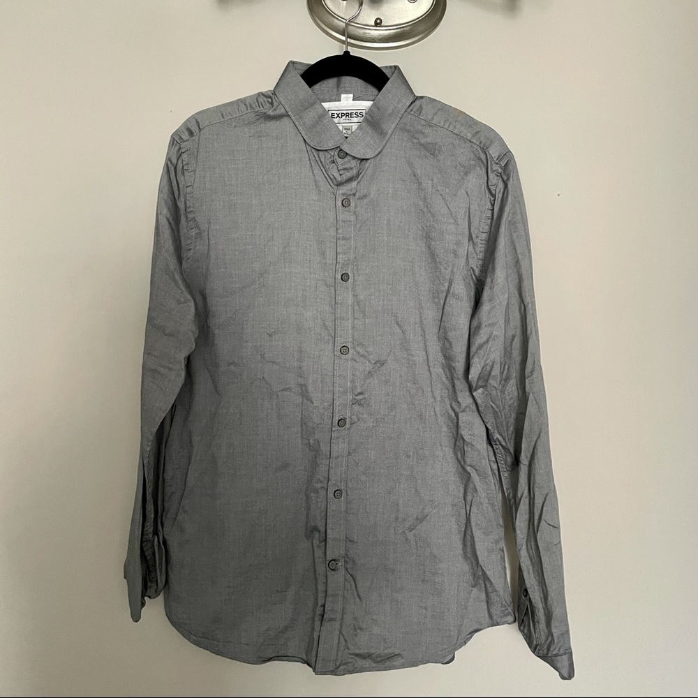 Express Men’s Fitted Chambray Round Collar Shirt